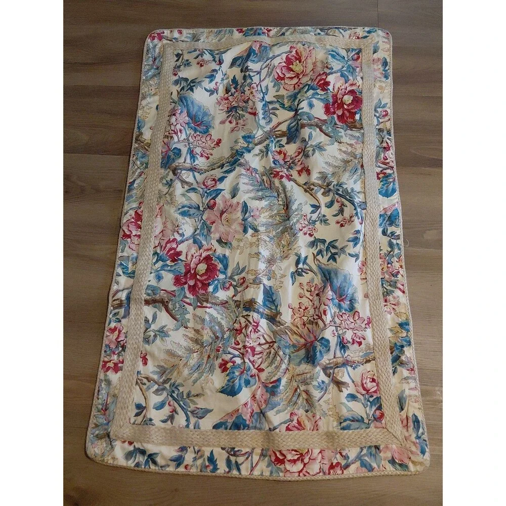 Ralph Lauren Tangier TWO Shams Jute Trim Tan Floral Design 23